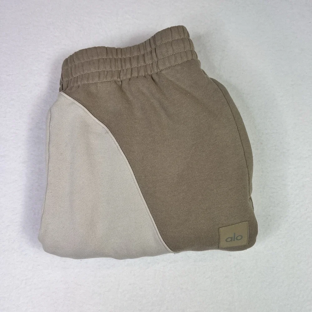 Alo Yoga Make Waves Sweatpants L Oversized Ivory Beige Gravel Atheletic